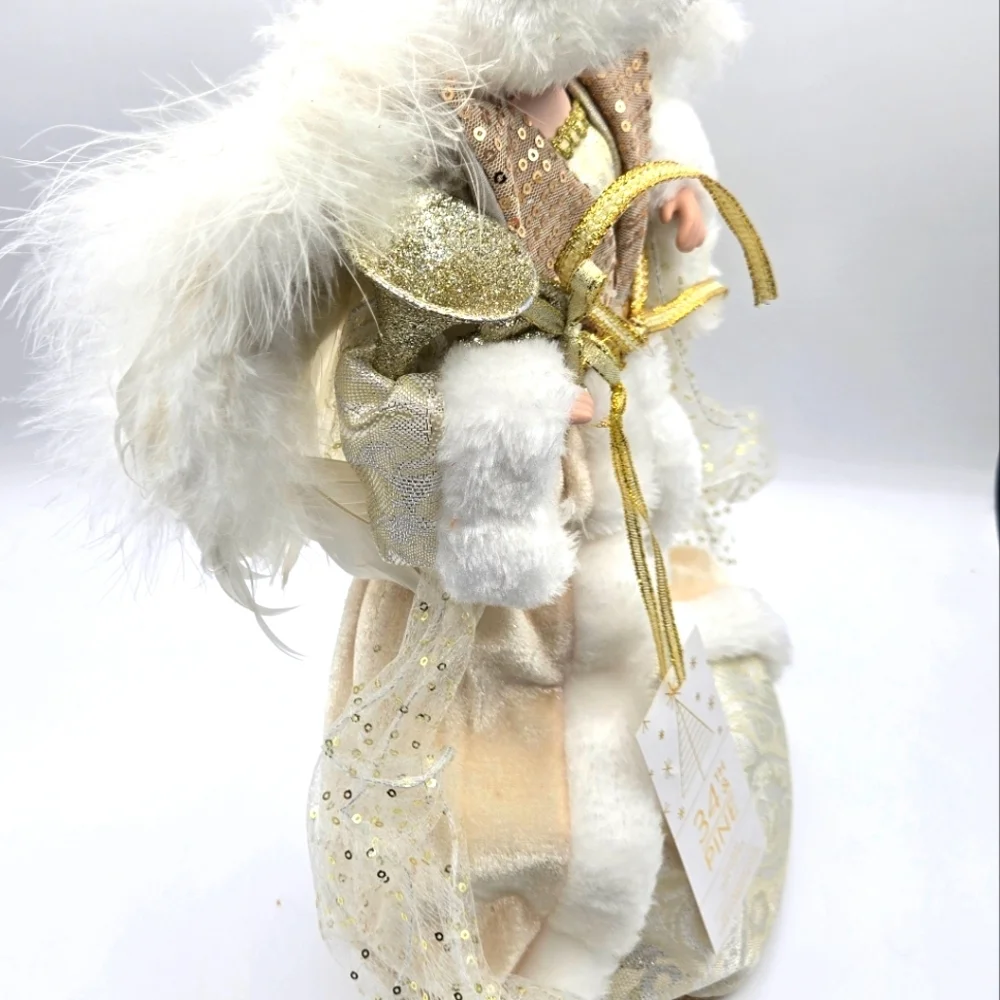 34th & PINE NWT Christmas Angel White Gold Feathers